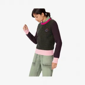 凯卓/Kenzo 黑色卡其色 针织品 拼色眼睛毛衣 F962TO613860.51.S