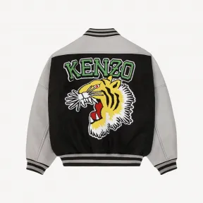 凯卓/Kenzo Wool and leather 'Tiger Varsity' jacket FC65BL1379OM.99J.L