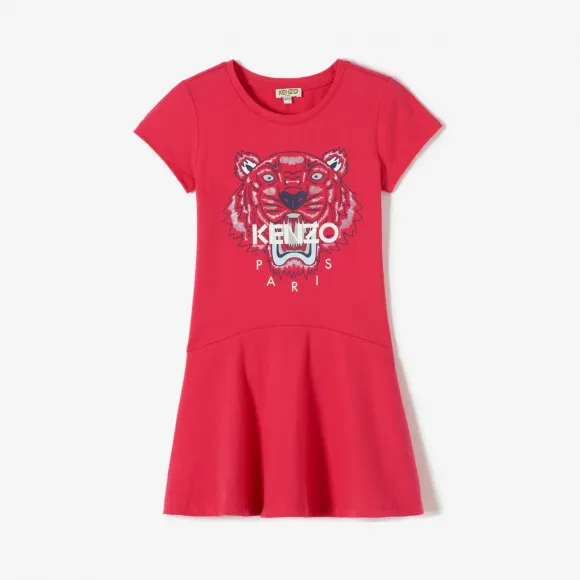 凯卓/Kenzo 女孩 深紫红色 T恤 老虎溜冰者连衣裙 L85L30028F03.26.10A