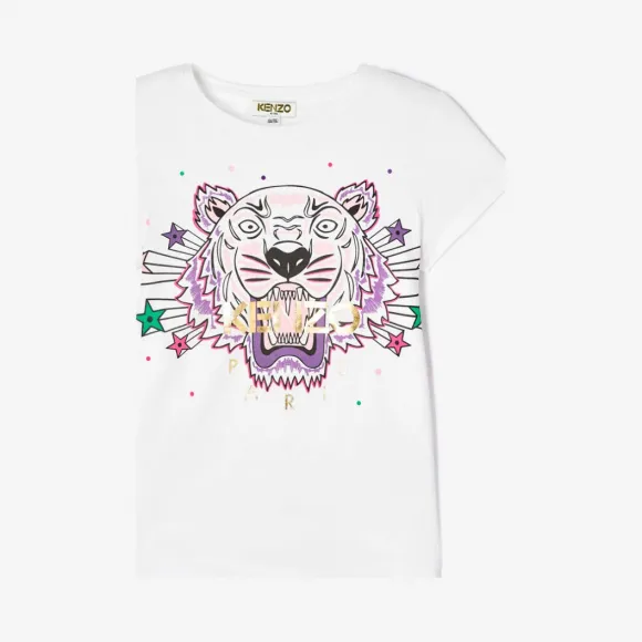 凯卓/Kenzo 女孩 白色 T恤 超级老虎T恤 L96P10208F03.01.10A