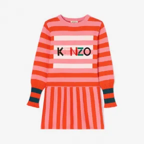 凯卓/Kenzo 女孩 粉红色 连衣裙 条纹毛衣裙 L96P30018F02.32.10A