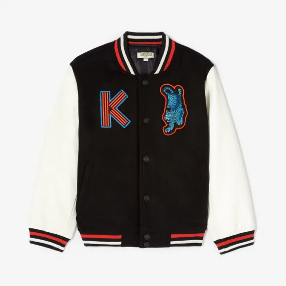 凯卓/Kenzo 男孩 黑色 夹克 日式龙纹大学外套 L96P41528G02.99.10A