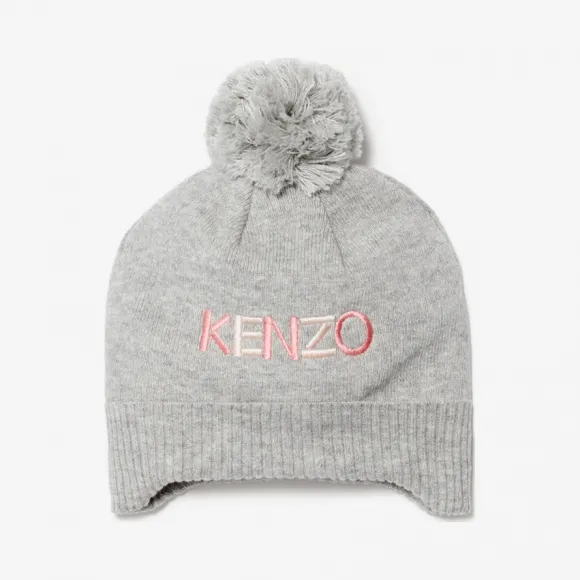 凯卓/Kenzo 女孩 中灰 针织帽 徽标豆豆 L96P90007F04.96.1