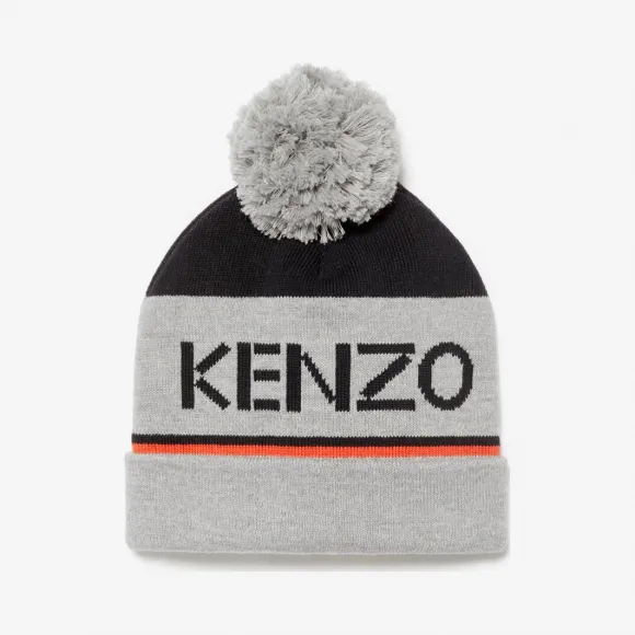 凯卓/Kenzo 男孩 中灰 针织帽 徽标豆豆 L96P90518G04.96.3