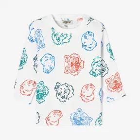 凯卓/Kenzo 男孩 白色 T恤 多图标T恤 L96Z10607G01.01.12M