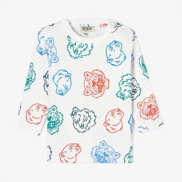 凯卓/Kenzo 男孩 白色 T恤 多图标T恤 L96Z10607G01.01.12M