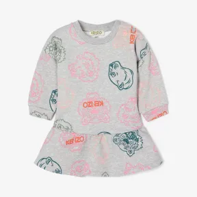 凯卓/Kenzo 女孩 中灰 连衣裙 多图标运动衫连衣裙 L96Z30117F01.96.12M