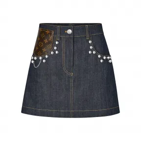 路易威登/Louis Vuitton 饰钉原色牛仔短裙 1A4BPF