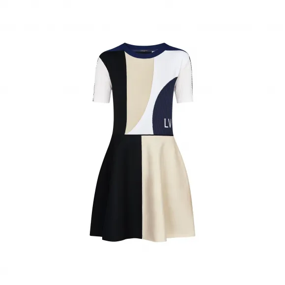 路易威登/Louis Vuitton 修身喇叭型针织嵌花连衣裙 1A51DM