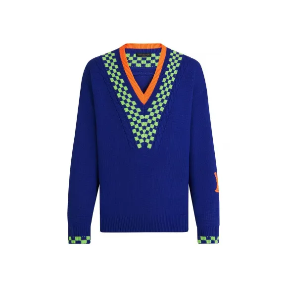 路易威登/Louis Vuitton(LV) DAMIER 提花 V 领针织衫 1A8P3U