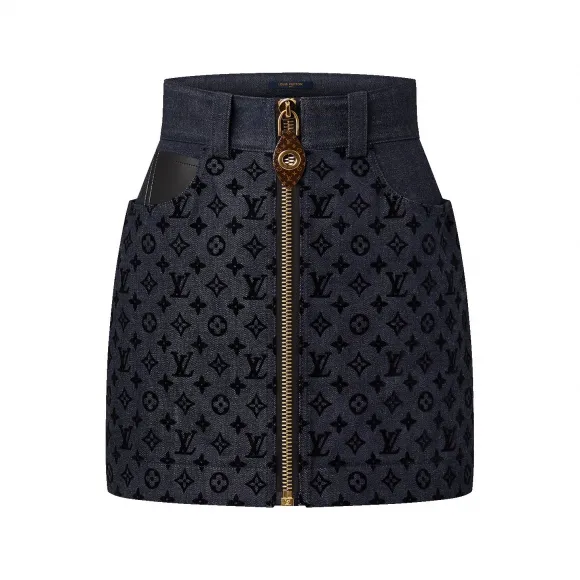 路易威登/Louis Vuitton(LV) 植绒 Monogram 图案牛仔迷你裙 - 成衣 1ABSVO 1ABSVO