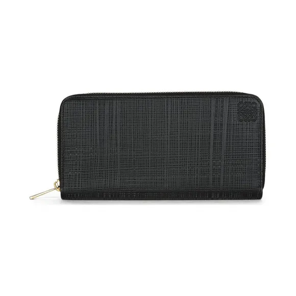 罗意威/Loewe Linen Zip Around Wallet黑色 101N88.F13