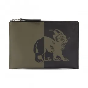 罗意威/Loewe Flat Pouch HeraldKhaki Green/Black 103.32AB30
