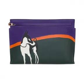 罗意威/Loewe 迷失的狗图案t-pouch手拿包 多色拼接 109.46JK05