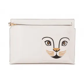 罗意威/Loewe 猫脸图案T-Pouch 手拿包soft white/white 125.30BK05