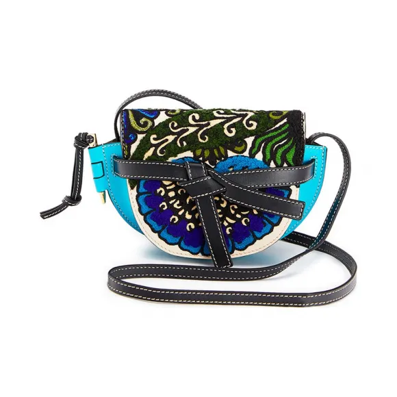 罗意威/Loewe Gate Floral Mini BagPeacock Blue 303.50.U62