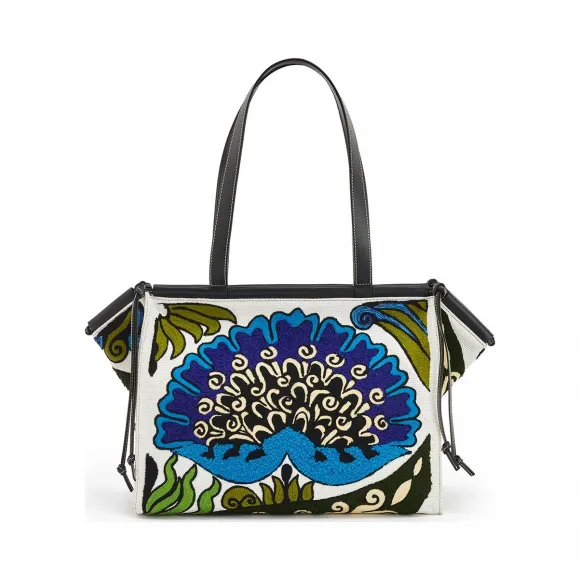 罗意威/Loewe Cushion Tote Floral BagPeacock Blue 303.51AB90