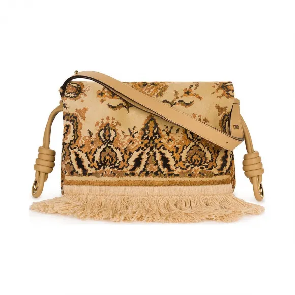 罗意威/Loewe Flamenco 翻盖织锦手袋gold multitone 325.61PP74