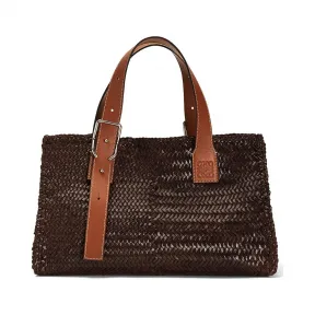 罗意威/Loewe Buckle Tote Woven BagBrunette 335.69.Z62