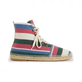 罗意威/Loewe Lace Up Boot EspadrillePink/Green/Light Blue 453.10.329