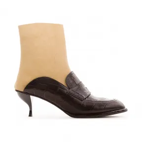 罗意威/Loewe Low Heeled Sock Boot Loafer黑色/金色 453.17.068
