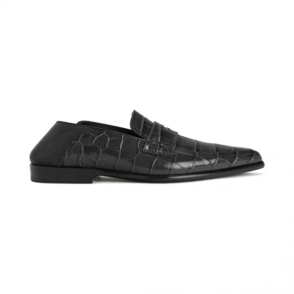 罗意威/Loewe Pointy Slip On Loafer黑色/黑色 453.29.260
