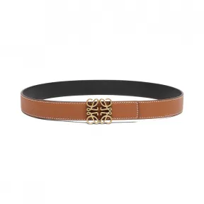 罗意威/Loewe Anagram Belt 3.2 CmTan/Black/Old Gold 528.12.007
