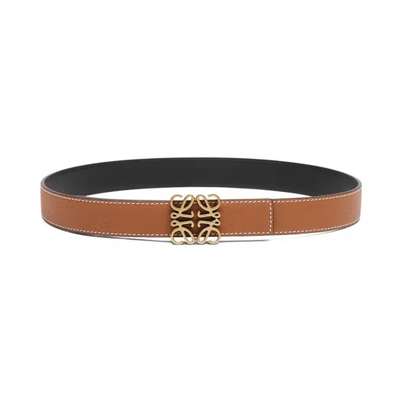 罗意威/Loewe Anagram Belt 3.2 CmTan/Black/Old Gold 528.12.007