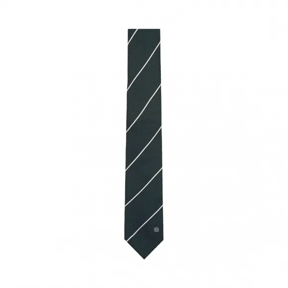 罗意威/Loewe Textured Fine Stripe Tie Navy/ivory 825.50.005