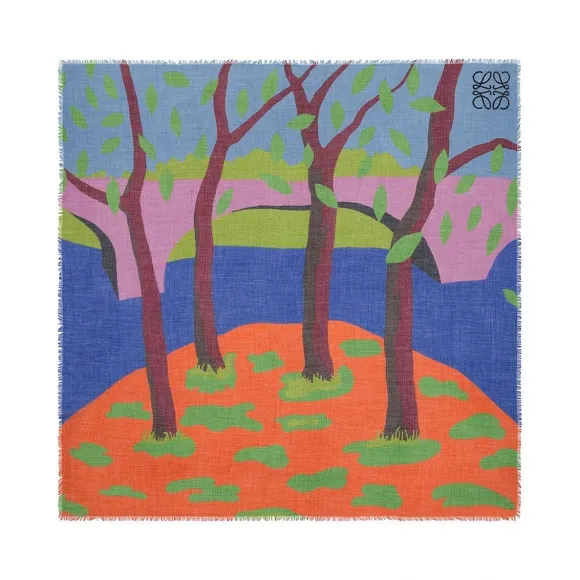罗意威/Loewe Falling Leaves Shawl 140x140 多色拼接 915.15.114
