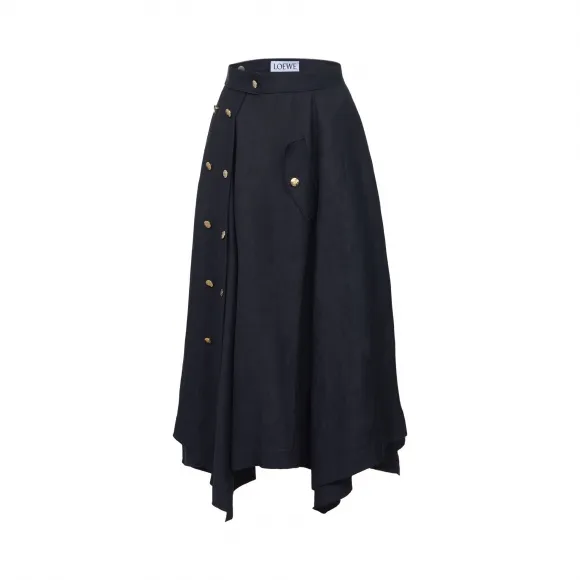 罗意威/Loewe Gold Button Skirt黑色 D2175100FA