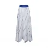 罗意威/Loewe Skirt W/ Leather Waistbandoff-white/blue D2175240FA