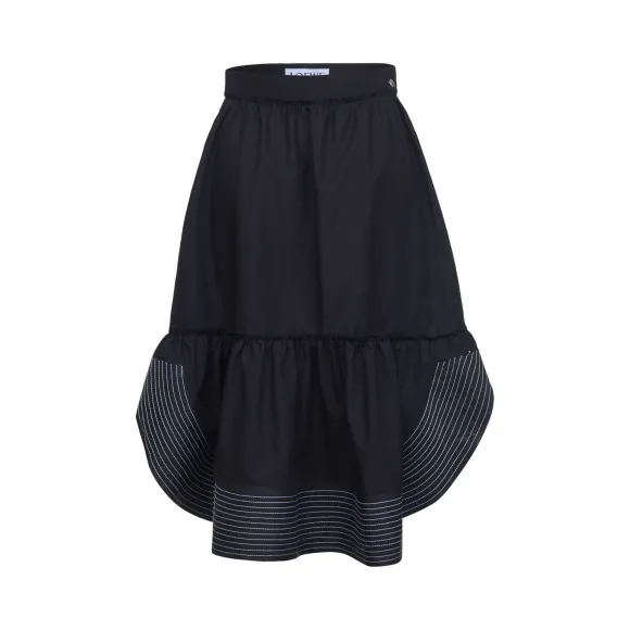 罗意威/Loewe Skirt Contrast Stitch Hem黑色 D2175420PA