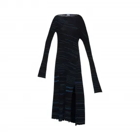 罗意威/Loewe Long Striped Knit Dress黑色/蓝色 D3176160SM