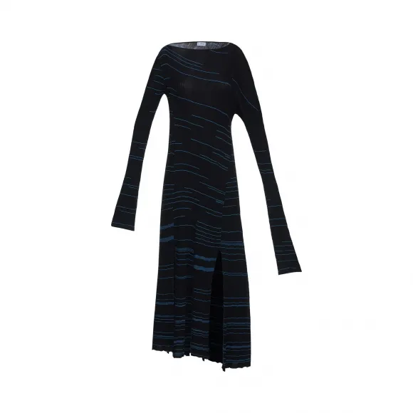 罗意威/Loewe Long Striped Knit Dress黑色/蓝色 D3176160SM