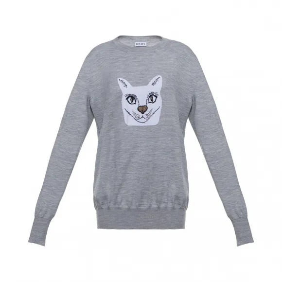 罗意威/Loewe Cat Sweater灰色 D3179790SM