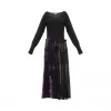 罗意威/Loewe Knit Dress W/ Velvet Black/violet D3266110SM