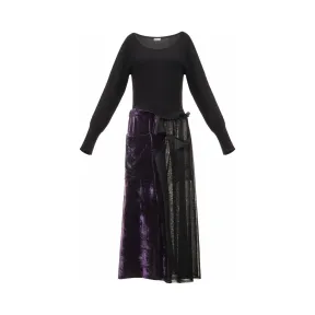 罗意威/Loewe Knit Dress W/ Velvet Black/violet D3266110SM