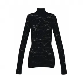 罗意威/Loewe Flower Mesh Top 黑色 D3269960SM