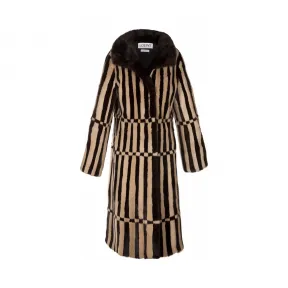 罗意威/Loewe Bicolour Mink Coat Dark Brown/beige D4261090CI