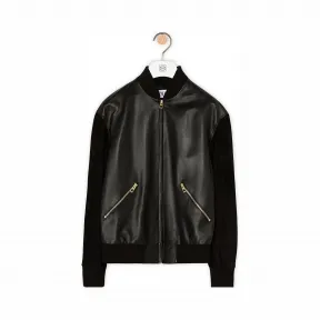 罗意威/Loewe Zip Blouson Round Back Patch黑色/棕褐色 H1108900AV