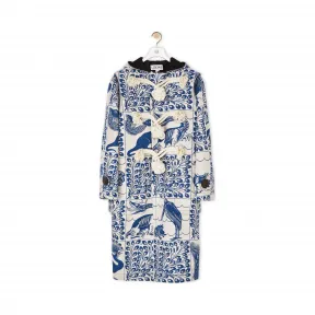 罗意威/Loewe Jacquard Duffle Coat Animals白色/蓝色 H2101122DF