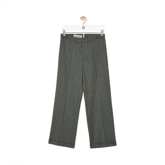 罗意威/Loewe Cuffed Stripe Trousers灰色 H2102140DF