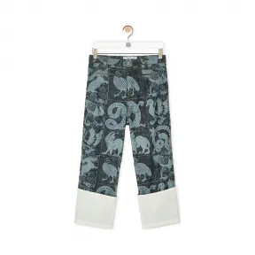 罗意威/Loewe Laser Print Fisherman AnimalsWhite/Indigo Blue H2102170IB