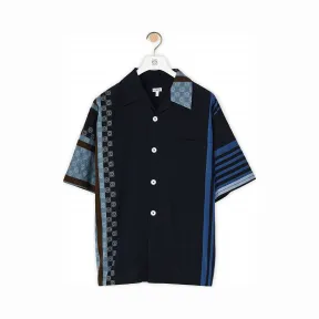 罗意威/Loewe Stripe Anagram Bowling Shirt海军蓝/多色 H2109872SU