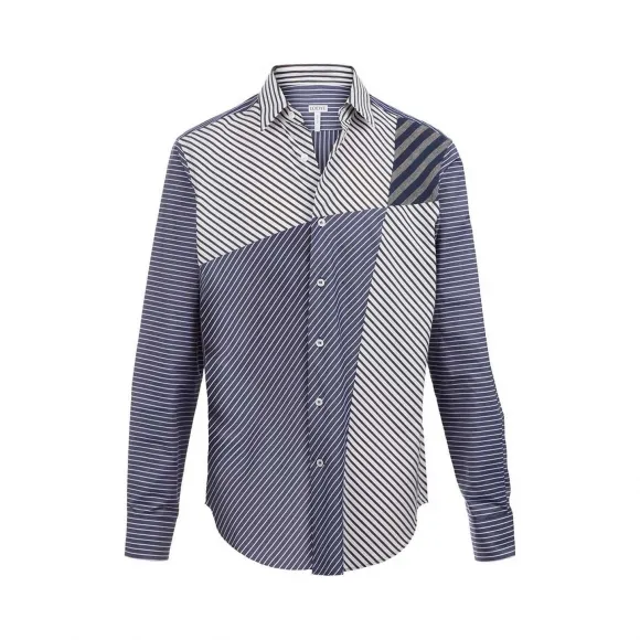罗意威/Loewe Shirt Patchwork StripesNavy/White H2179050CG