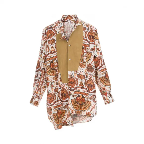 罗意威/Loewe Asymmetric Shirt Inca Print白色/多色 H2179701GA
