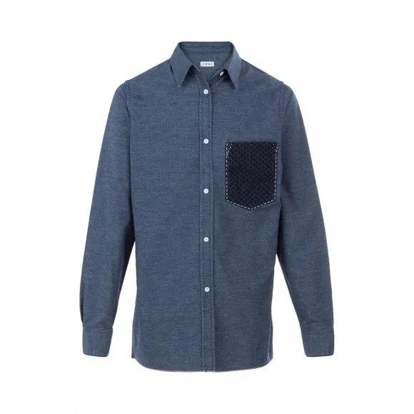罗意威/Loewe Shirt With Patches靛蓝色 H2179890IB