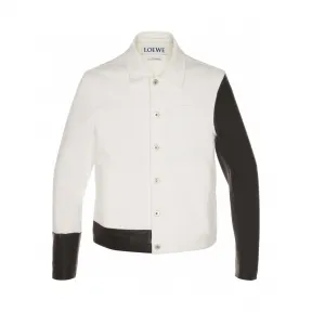 罗意威/Loewe 皮革袖牛仔夹克 白色 H2268060BO