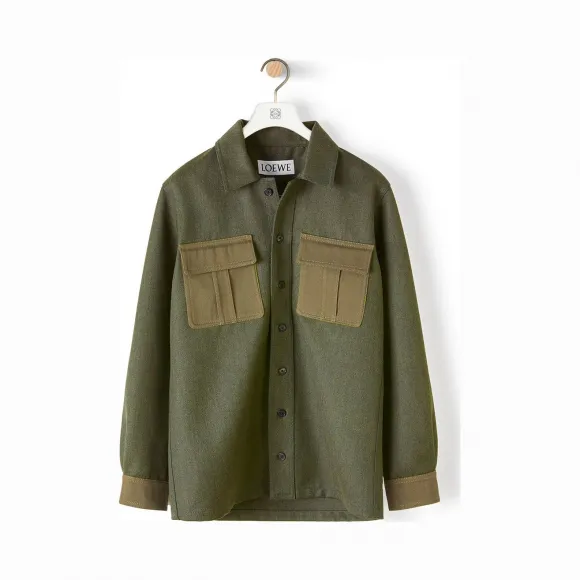 罗意威/Loewe Patch Pocket OvershirtKhaki Green H2299840OS